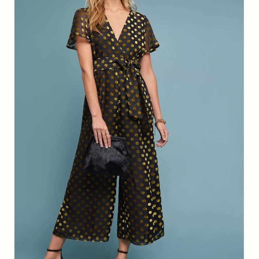 nwt Anthropologie ASTR The Label Metallic Polka Dots Jumpsuit